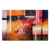 Tablou 3D abstract pictat manual living, birou, Fantezie in abstract, 90x60cm ulei pe panza