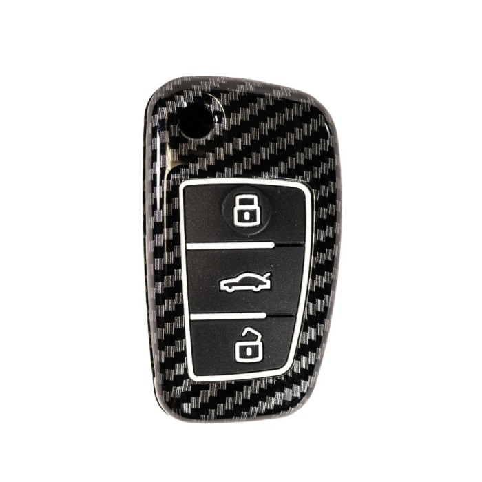 Husa de protectie Premium pentru cheie AUDI tip briceag compatibila cu A1, A3, A4, A6, A8, Q3, Q5, Q7, TT, Allroad, Aspect Carbon, LUVLU&trade;