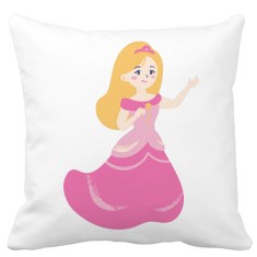 Perna Decorativa Patrata Printesa Roz, 40x40 cm, Alba, Mata, Husa Detasabila, Burduf foto