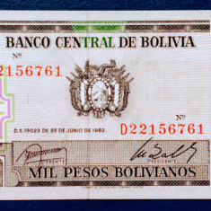BOLIVIA 1000 PESOS-1982-P167 UNC