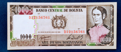 BOLIVIA 1000 PESOS-1982-P167 UNC foto