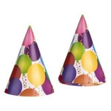 Coifuri Party Carton Colorat Baloane, Set 6 bucăți, CMCLASS, Inaltime 16 cm, Petrecere Copii