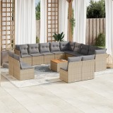 Gossi set canapele de gradina, 14 piese, cu perne, bej, poliratan