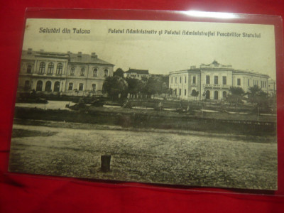 Ilustrata Tulcea -Palatul Administrativ si Palatul Administratiei Pescariilor foto
