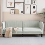 Canapea 3 locuri Gri Deschis Catifea 203 cm - Mobila Living, Relaxare &amp; Design Modern