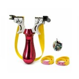 Cumpara ieftin Set praștie profesională PVC cu laser si 50 bile metalice 14 mm, DEPOX&reg;, pentru v&acirc;nătoare și tir outdoor, rosu, 11.5 cm