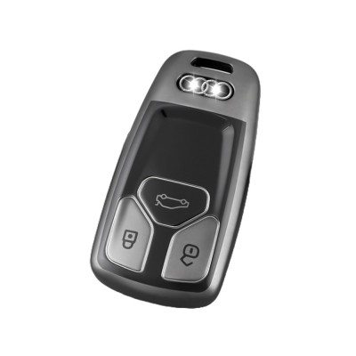 Husa Cheie Audi A4, SmartKey, 3 Butoane, Tpu, Gri Inchis foto
