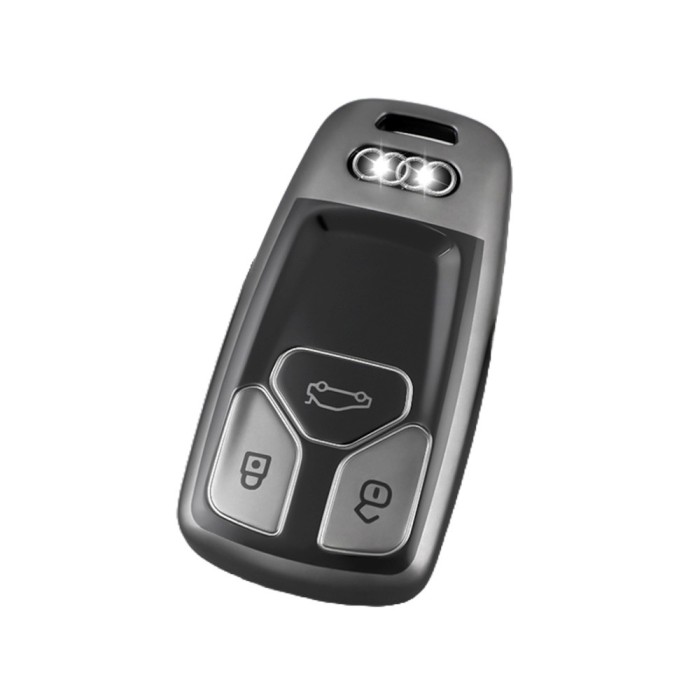 Husa Cheie Audi A4, SmartKey, 3 Butoane, Tpu, Gri Inchis