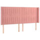 Cumpara ieftin Tablie de pat cu aripioare, roz, 203x16x118/128 cm, catifea