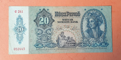 20 Pengo 1941 - Bancnota veche Ungaria foto