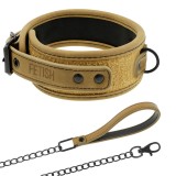 Fetish Submissive Origin-Colier Căptușit din Neopren cu Lanț-Metal