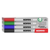 Set 4 Markere Whiteboard Kores, 3mm, Negru, Albastru, Verde, Rosu - Marker Tabla Magnetica, Non-Toxic