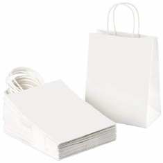 Sacose din Hartie Alba, 100 Buc/Bax, Dimensiune 25x11x26 cm, Pungi si Plase pentru Cadouri, Sacose Hartie Albe, Sacose Hartie Simple, Sacose din Harti foto