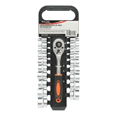 Trusa chei tubulare, 3/8&amp;quot;, metrice Cr-V, cu clichet reversibil, 20 piese, Breckner Germany foto