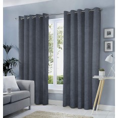 Draperie tip tesatura in cu inele albe, Madison, 150x250 cm, densitate 700 g/ml, Colette, 1 buc