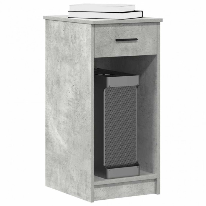 vidaXL Suport turn computer cu sertar gri beton 35x45x77 cm 858743