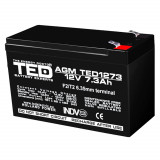 Acumulator 12V, TED Electric, Stationar, VRLA, Dimensiuni 151 x 65 x 95 mm, Baterie 12V 7.3Ah F2, Oem