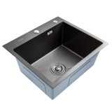 Chiuveta bucatarie B&Ouml;HM BH5045BA, inox alimentar SUS304, 500 x 450 x 220 mm, finisaj Negru, sifon inclus