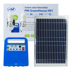 Aproape nou: Sistem solar fotovoltaic PNI GreenHouse H01 30W cu acumulator 12V/7Ah, foto