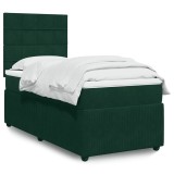 vidaXL Pat continental cu saltea, verde &icirc;nchis, 80x200 cm, catifea 3292193