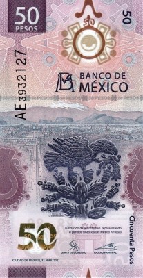 !!! MEXIC - 50 PESOS 2021 - P NEW - UNC / SEMNATURA 1 / SERIA AB / POLIMER foto