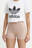 Cumpara ieftin Adidas Originals Pantaloni scurți HF9202 femei, culoarea maro, material neted, high waist