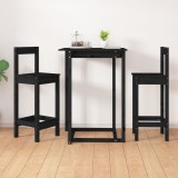 VidaXL Scaune de bar, 2 buc., negru, 40x41,5x112 cm, lemn masiv pin