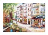 Tablou peisaj citadin pictat manual, Impreuna pe aleea florilor, 100x70cm ulei pe panza, Valentin Pop
