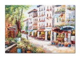 Cumpara ieftin Tablou pictat manual living, dormitor, Impreuna pe aleea florilor, 100x70cm ulei pe panza in cutit efect 3D, Valentin Pop