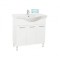 Baza si lavoar ceramic GN1531, mobilier baie stativ 80 cm, front MDF, 3 usi, balamale soft close, picioare cromate reglabile, alb