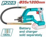 Vibrator de beton TOTAL 20V, 190Hz, &Oslash;35x1200 mm, fara acumulator