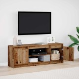 Dulap TV cu LED - Lemn vechi, 139.5x34x50 cm, făcut din lemn stratificat.