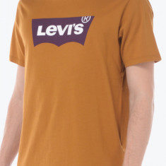 Tricou barbati din bumbac cu imprimeu cu logo maro, XL