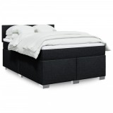 VidaXL Pat box spring cu saltea, negru, 140x190 cm, textil