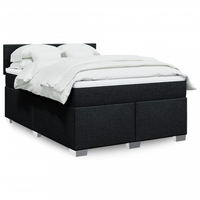 vidaXL Pat box spring cu saltea, negru, 140x190 cm, textil 3285885
