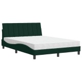 Cumpara ieftin Pat cu saltea, Hanko, verde inchis, 140x200 cm, catifea