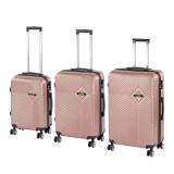 Set Valize Rigide 3 Bucati Leziter TraveLux Pro XXI Roz-Auriu ABS Roti Duble 360, Troler Cabina 38L