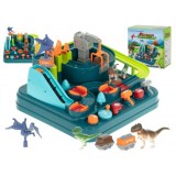 Pista de curse interactiva cu obstacole si dinozauri, din plastic, Multicolor, 33cm x 33cm x 18,5cm, Oem