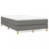 VidaXL Pat box spring cu saltea, gri &icirc;nchis, 120x190 cm, textil