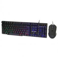 Kit tastatura si mouse gaming, Blow, USB, Iluminare LED RGB, 2400 DPI (Negru)