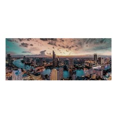 Tablou decorativ olegrafie pe panza multicolora City 120 x 40 cm