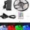 Banda LED RGB cu telecomanda si transformator, 5 metri
