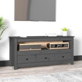 Comodă TV, gri, 114x35x52 cm, lemn masiv de pin