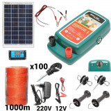 Kit pachet gard electric 2 Joule 12 220V panou solar fir 1000m (BK92717-1000-02), Breckner Germany