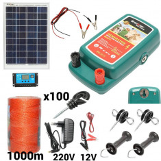Kit pachet gard electric 2 Joule 12 220V panou solar fir 1000m (BK92717-1000-02)