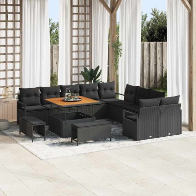 vidaXL Set de canapele pentru grădină 13 pcs Negru 100 x 100 x 71 cm 3364524 foto