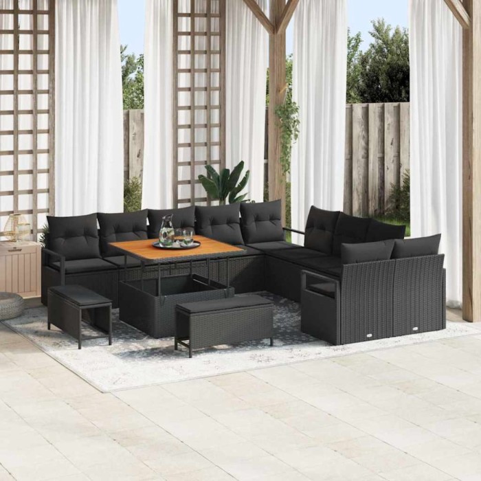 vidaXL Set de canapele pentru grădină 13 pcs Negru 100 x 100 x 71 cm 3364524