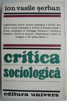 Critica sociologica &amp;ndash; Ion Vasile Serban foto