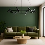 Lustra LED cu telecomanda Harman, 29W, 8 Surse, Lumina Neutra, Negru ModernLight Concept