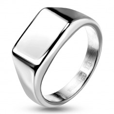 Inel din oțel inoxidabil 316L - dreptunghi, suprafață netedă, culoare argintie - Marime inel: 54